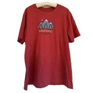 Life Is Good Mountain Trees Crusher Short Sleeve Tee Men’s L 100% Cotton Outdoor